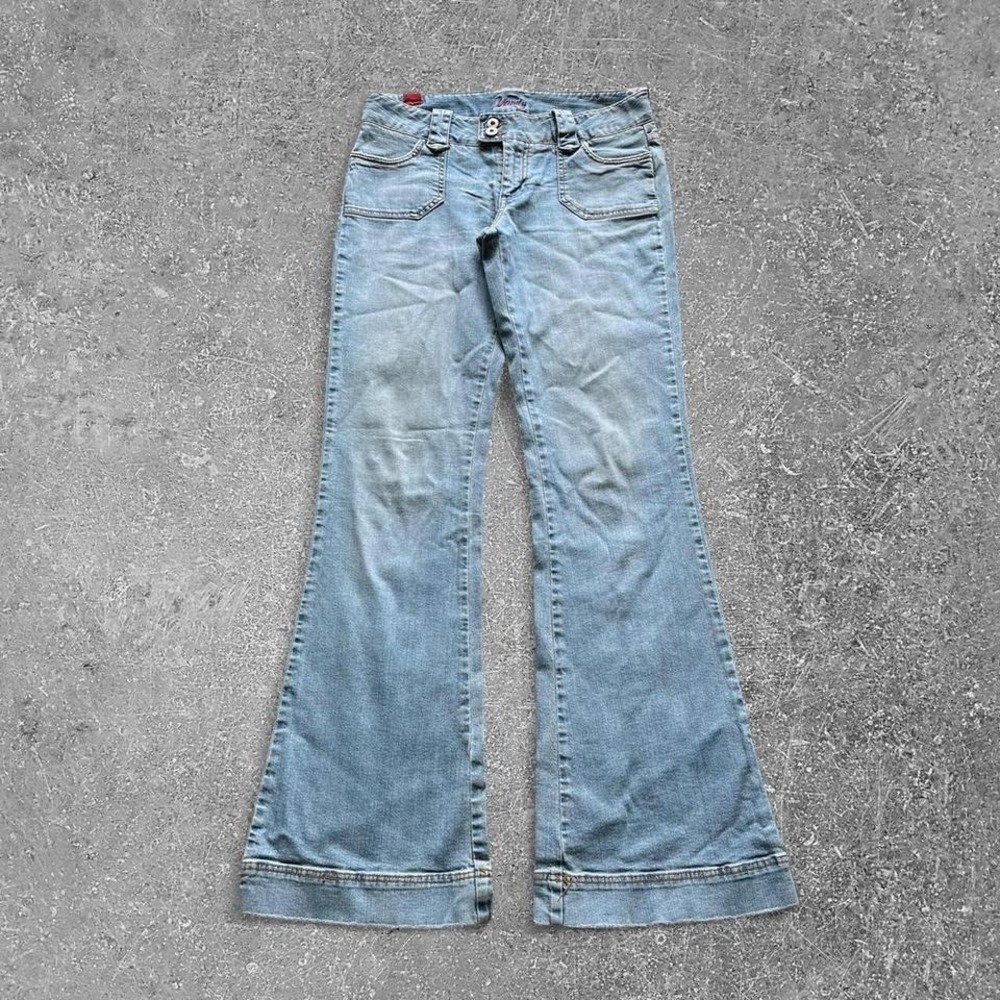 Vanity Y2K Flared Denim Jeans Light Wash Low Rise Retro Flares MCL110-2